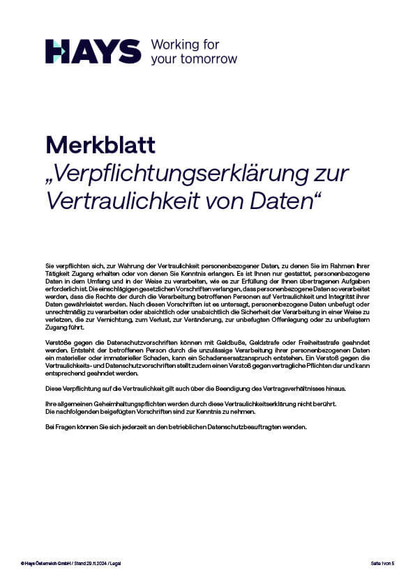 Merkblatt Verpflichtungserklärung Merkblatt Verpflichtungserklärung