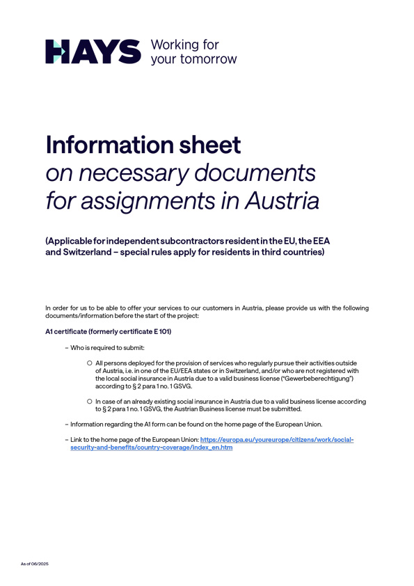 Guidelines for the freelance performance in Austria