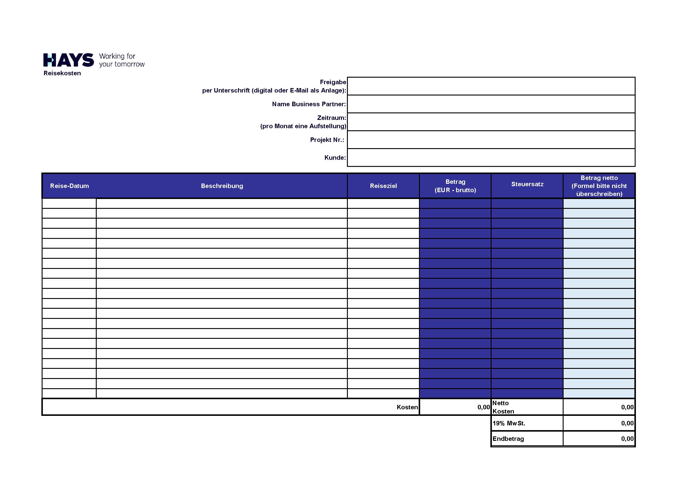 Guide to the travel expense report