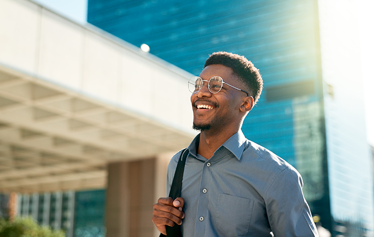 Man on his way in the office